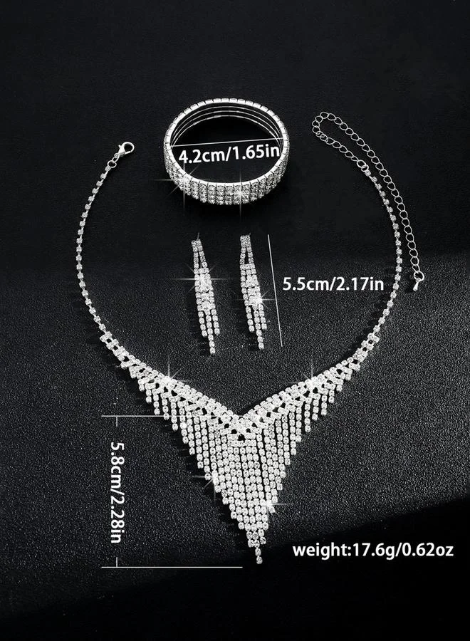 تايك تو طقم مجوهرات 3 قطع عقد وسوار وأقراط منمقة